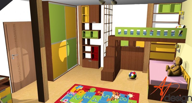Vizualizace dětského pokoje pro dvě děti