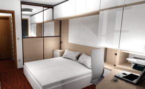Návrh variabilní ložnice se sklopnou postelí